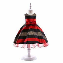 Children Girls Clothing Baby Girls Dress Striped Bow For Girls Formal Wedding Party Dresses Kids Princess Christmas Dress Costume 4Styles