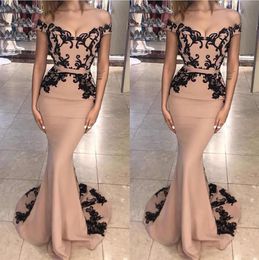 Elegant Off Shoulder Mermaid Evening Dresses Sweep Train Appliques Prom Dress Custom Made Formal Evening Party Gowns