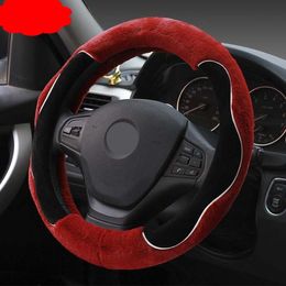 38cm Universal Car Steering Wheel Cover antislip fashion two color short fur two color design