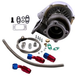 Universal turbo Water+Oil GT30 GT3037 GT3076R Turbocharger 500HP +Oil Drain Return FEED Line Flange A/R .6 Turbine A/R .82