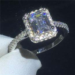 Handmade Princess ring 925 Sterling silver Diamond Cz Stone Engagement wedding band ring for women Bridal Jewellery