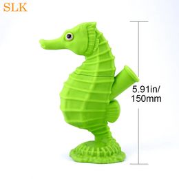 Hign times seahorse design hookah silicone smoking pipes water blunt glass bowl concentrate dab rigs heady oil rig for wax dry herb Vapour