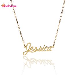 18k gold plated Custom name necklace for Women Choker Personalized Nameplate Stainless Steel Gold and Silver Jewelry pendant