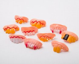 500piece/lot Random Mixed Novel Funny Fake Vampire Denture Teeth Halloween Decoration Props Trick Toy