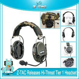 Z-TAC Tactical Releases Hi-Threat Tier 1 Headphones Aviation Headset Pick up Sound Hunting Noise Cancelling Sports Communication Waterproof