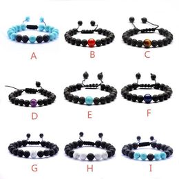 9 Styles 8mm natural black Lava Stone Beads Turquoise Bracelet Essential Oil Perfume Diffuser Bracelets Women Yoga Jewellery