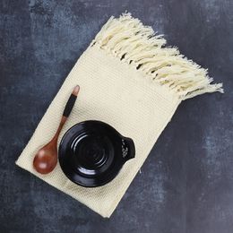 10pcs cotton home kitchen cloth art handmade tassel napkin baking western food napkins 3860cm