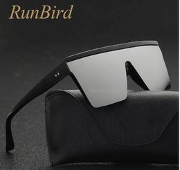 RunBird Fashion Black One Piece Sunglasses Men Oversize Driving Cool Sun Glasses Square Male Oculos Gafas Eyewear 5121R