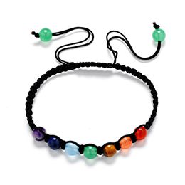 7 Colourful Natural Stone Beads Crystal Chakra Bracelet For Women Braided Rope Bracelets Reiki Spiritual Yoga
