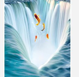 Custom Any Size Mural Wallpaper Big waterfall water 3D floor tile three-dimensional painting TV Backdrop Bedroom Photo Wall Paper 3D