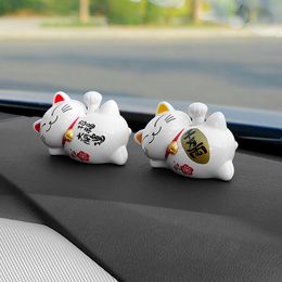 Car Ornament ABS Cute Lucky Cat Solar Energy Shake Hand Creative Lazy Cat Auto Interior Decorations Ornaments Home Decor Gifts