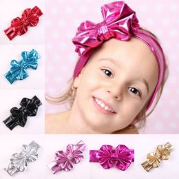 New Baby Girls Shine Bow Headbands Europe Style Big Wide Bowknot Hair Band 7 Colors Children Hair Accessories Kids Headbands Hairband