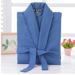 Waffle cotton bathrobe men summer women nightgoen sleepwear ladies blanket towel fleece lovers long soft robe spring