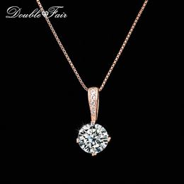 Double Fair Style Chain Necklaces & Pendants Silver/Rose Gold Color Fashion Cubic Zirconia Wedding Jewelry For Women DFN426