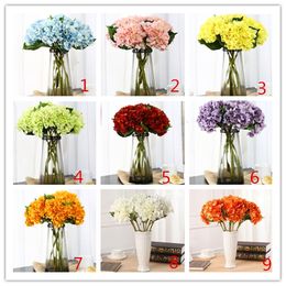 DHL Artificial Hydrangea Flower Head 47cm Fake Silk Single Real Touch Hydrangeas for Wedding Centrepieces Home Party Decorative Flowers