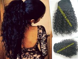 Elegant virgin hair afro kinky curly human hair ponytail for black women,kinky curly drawstring ponytail clip in hair extension