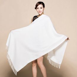 Winter New White 100% Soft Women's New Lengthen Tippet Fashion Fine Tassels Cashmere Pashima Long Shawl Scarfs Wrap Warm 120510 S18101904