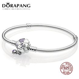 DORAPANG 2018 NEW 100% 925 Sterling Silver New Moment Bloom Four-Leaf Flower Bracelet Suitable DIY Jewellery For Mother Gift