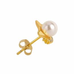 925 sterling silver stud earrings round mother-of-pearl elegant Korean-style Nanyang bead pearl stud earrings