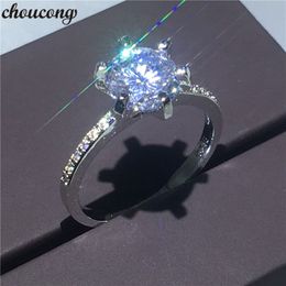 choucong Claw set Female ring Eight hearts & eight arrows Diamond 925 silver Engagement Wedding Band Rings For Women