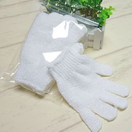 Brushes Sponges Scrubbers 50pcs White Nylon Body Cleaning Shower Gloves Exfoliating Bath Five Fingers Glove