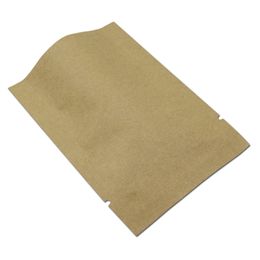 100pcs Lot 6x9 cm Open Top Kraft Paper Aluminium Foil Food Grade Packing Bags for Coffee Tea Powder Mylar Foil Craft Heat Seal Vacu303S