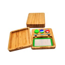 Newest Wood Store Operation interface Tray Kit Smoking Plate Herb Wax 5ML Silicone Box Spoon Multiple Uses High Quality