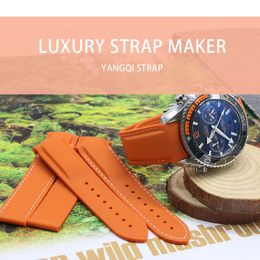 20mm Watch Strap Bands Men Women Orange Black Waterproof Silicone Rubber Watchbands Bracelet Clasp Buckle For Omega Planet-Ocean 271e