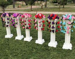 Upscale Wedding Decoration Flower White Roman Column With Rose Bouquet Sets Multi Colour Available 10 set/lot