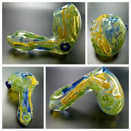 Newest Bending Colorful Glass Smoking Pipe Hand Pipe Variety Patterns Handmade Great Product Decorate Beautiful Colour Unique Design DHL
