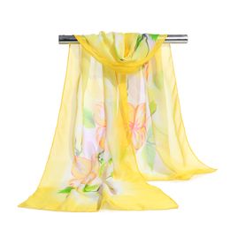 hijab 2018 flower scarves female shawls super silk chiffon korean decorative fabric air conditioning package belts