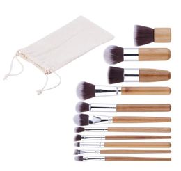 Professional Multifunctional Cosmetic Makeup Powder Foundation Concealer Tool Finishing Brushes Stylish Beauty Kit With Pouch Bag 1Set=11pcs