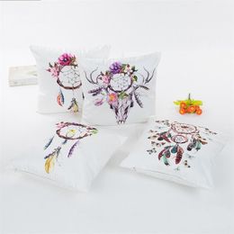 Imitated Silk Fabric Pillowslip For Home Soft Sofa Car Cushion Covers Dream Catcher Pattern Square Pillow Case Fashion 7 5xa BB