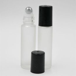Refillable 10ml ROLL ON Frosted GLASS BOTTLES ESSENTIAL OIL Steel Metal Roller ball fragrance PERFUME bottle