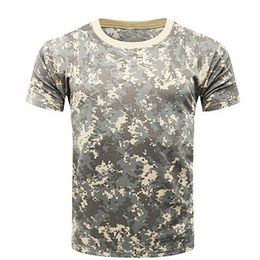 Новый камуфляж футболка мужская дышащая армия тактическая боя футболка сухой камуфляжный лагерь Tees Acu Green