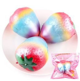 10CM Jumbo Kawaii Rainbow Strawberry Squishy Super Soft Slow Rising Phone Strap Cute Scented Colourful Bread Cake Kid Toy