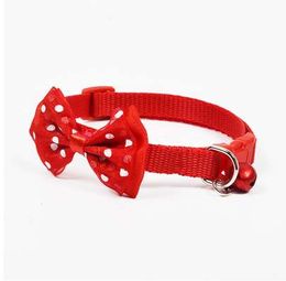 Cute Pets Adjustable Polyester Dog Collars Puppy Pet Collars with Bowknot and Bells Necklace Collar For Dogs Cat collars perro