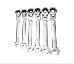 Freeshipping 8-13mm Activities Ratchet Gears Wrench Set Flexible Open End Wrenches Repair Hand Tools To Bike Torque Spanner 6Pcs/lot