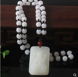 Hetian jade Chinese zodiac sign the eight guardian gods pendant man necklace female Jewellery guanyin.
