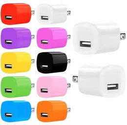 High quality Colourful 5V 1A US Ac home wall charger plug adapter for iphone 6 7 for samsung