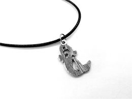 Little Mermaid Necklace Sea-maid Fish Tail Silhouettes Rope Leather Necklaces for Kids Ariel Beach Ocean Fairy Tale Party