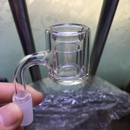 Latest Design Quartz Thermal P Banger 10mm 14mm 18mm 45 90 Double Tube Quartz Thermal Banger Nail For Glass Water Pipes Glass Bongs