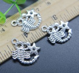 100pcs Scorpio Constellation Alloy Charms Pendant Retro Jewellery Making DIY Keychain Ancient Silver Pendant For Bracelet Earrings 20*20mm