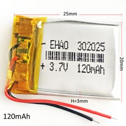 302025 3.7V 120mAh Li-polymer LiPo Rechargeable Battery with PCM borad For mini speaker Mp3 bluetooth smart watch GPS DVD Recorder headphone