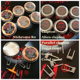 6 estilos Clapton Alien Parallel clapton Juggernaut Gatlin Coral cobra NI80 Bobina pré-construída Nicromo 80 fios Bobinas pré-construídas Fios de envoltório pré-fabricados