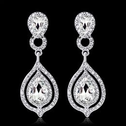 Shining Fashion Crystals Earrings Rhinestones Long Drop Earring For Women Bridal Jewellery Wedding Gift For Bridesmaids BW-010