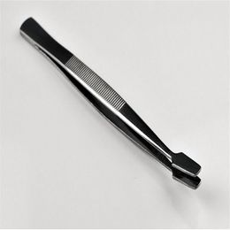 Stainless Steel Eyebrow Hair Removal Tweezer Flat Head Eyelash Clip Eye Brow Forceps Make Up Nipper Eyebrow Tweezers F1156