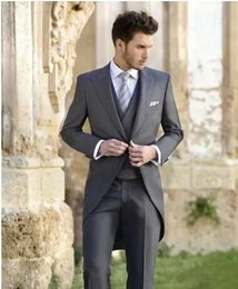 Classy Wedding Tuxedos Tailcoat Slim Fit Suits For Men Jacket Vest And Pants Groom Men Suit Three Pieces Prom Formal Suits