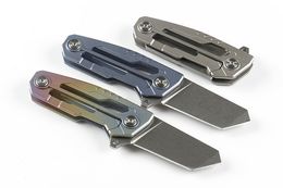 hot sale 3 handle Colours mini small flipper folding knife d2 stone wash tanto blade tc4 titanium alloy handle edc gear