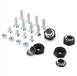 UK British Flag Metal Car Truck Rear License Plate Frame Bolt Screw Nuts Caps